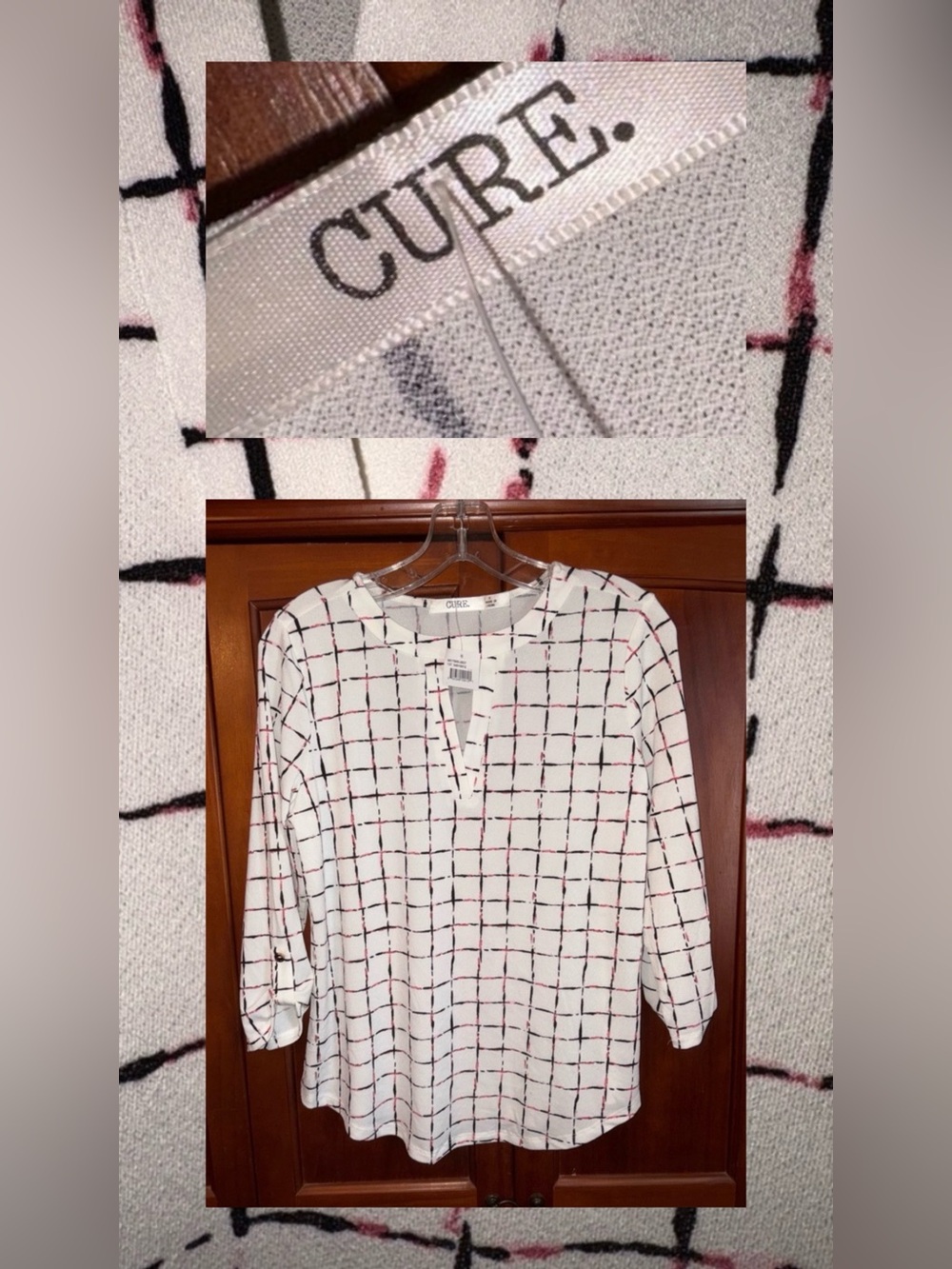 Chic White‎ and Black Grid Women's Blouse #1262